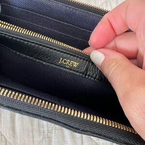 J.Crew Black Leather Wallet with Gold Accents